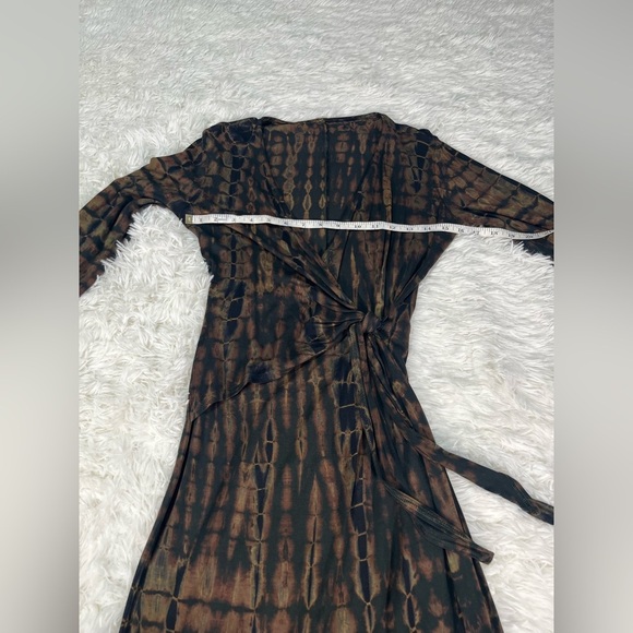 Deborah Viereck | Black and Brown Watercolor Waist Tie Dress - Picture 5 of 7